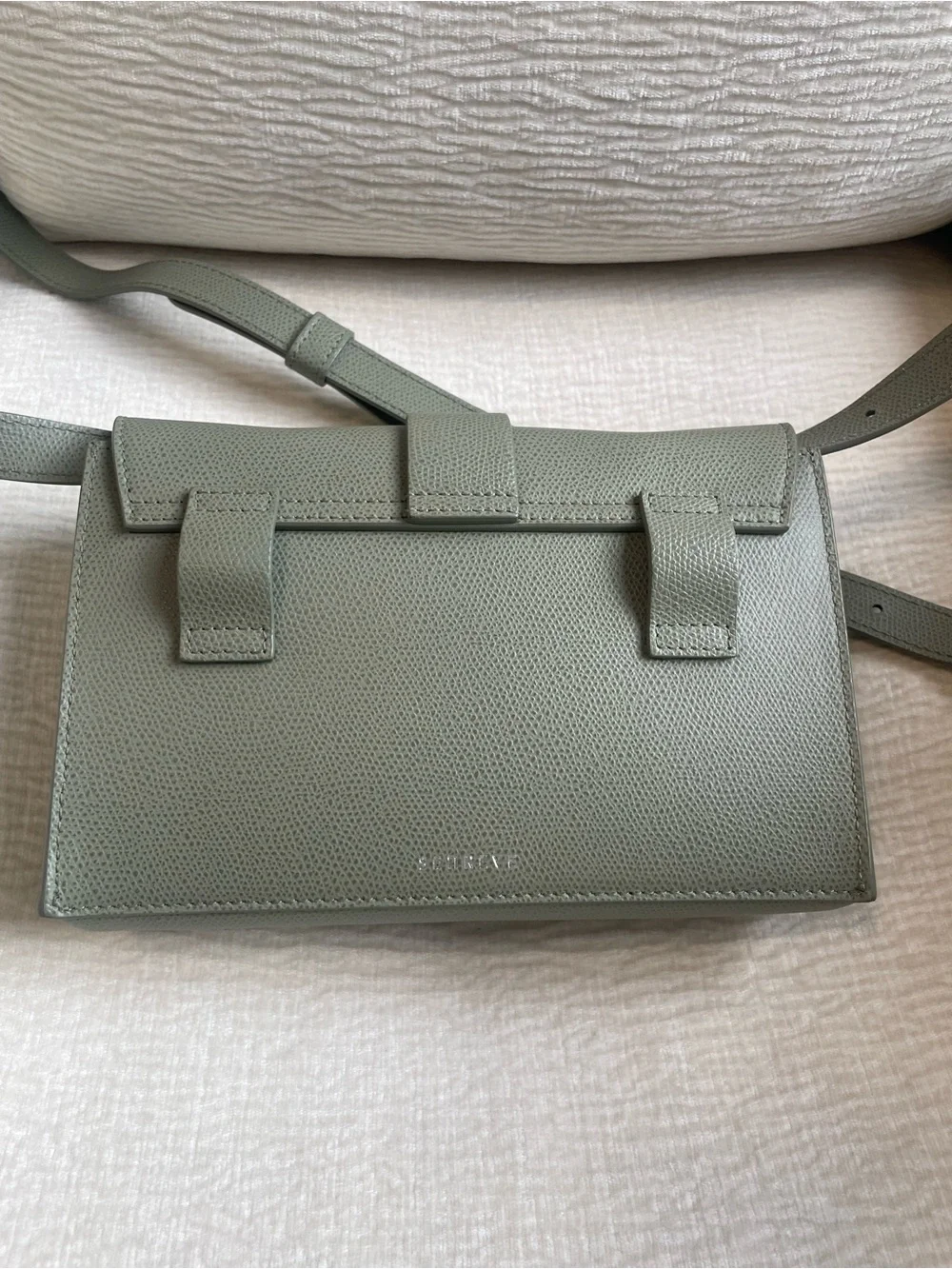 Senreve Aria Olive Green Pebbled Leather Crossbody